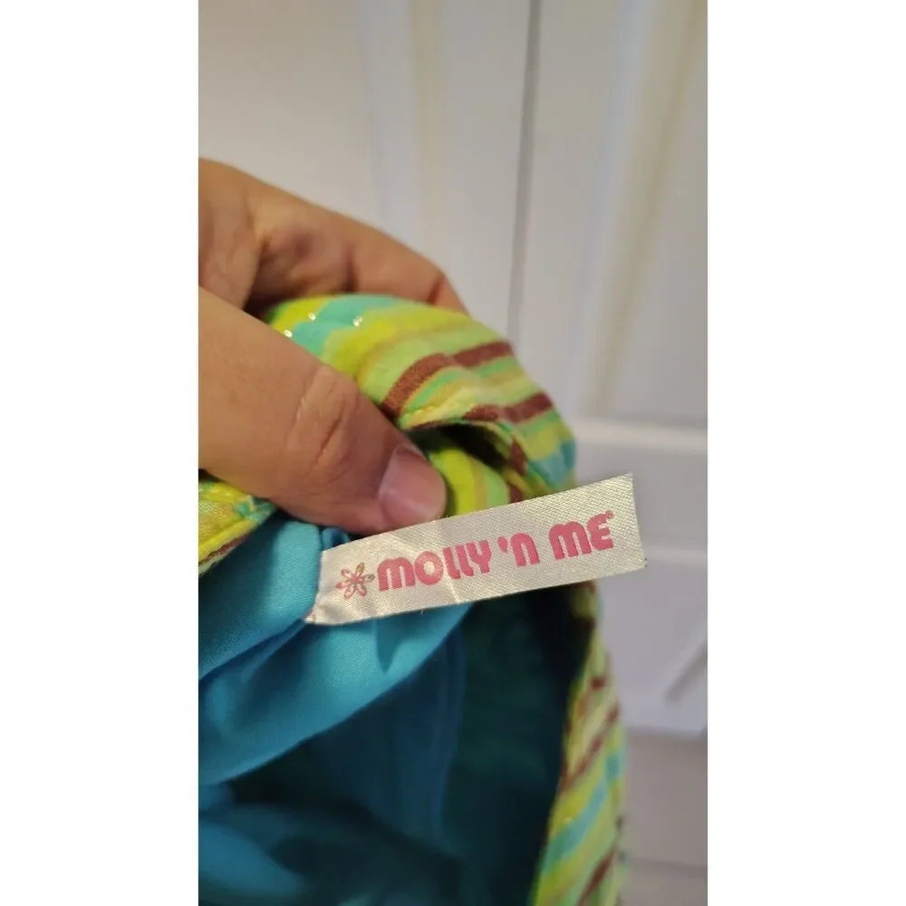 Molly’n Me Green & Blue Striped Floral Sling Bag